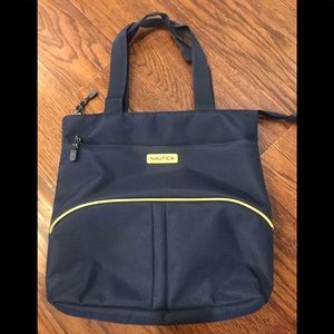 NAUTICA Navy Tote Bag Yellow Piping